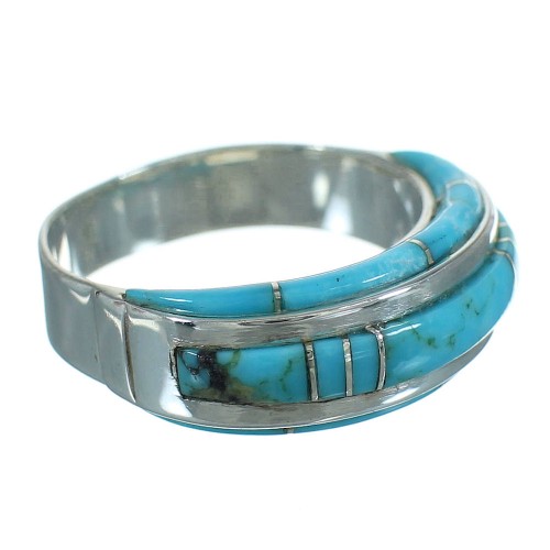 Turquoise Inlay Sterling Silver Jewelry Ring Size 6-3/4 FX91674