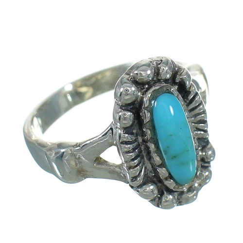 Turquoise Southwestern Genuine Sterling Silver Ring Size 6-1/4 QX86041