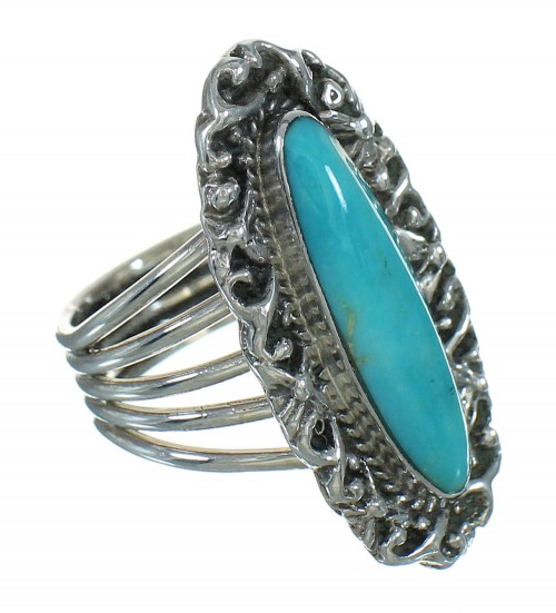 Silver Southwestern Turquoise Jewelry Ring Size 5 QX86059