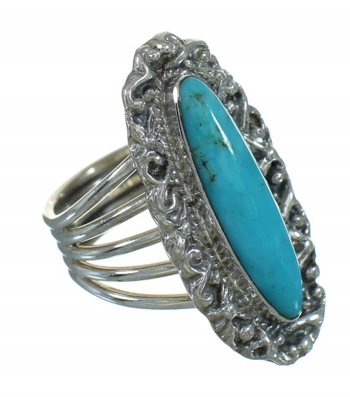 Turquoise Authentic Sterling Silver Southwest Jewelry Ring Size 7-3/4 QX86080