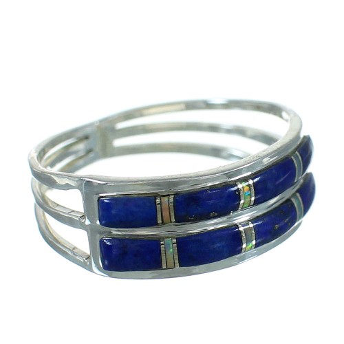 Lapis And Opal Inlay Silver Southwest Ring Size 4-1/2 AX89951