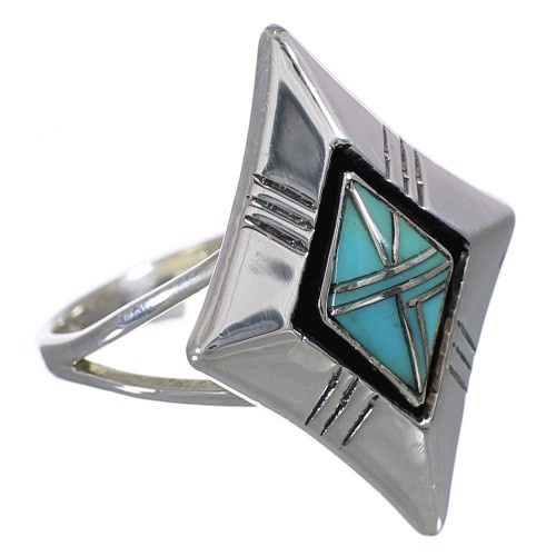 Southwest Turquoise And Sterling Silver Ring Size 8-1/2 RX86095