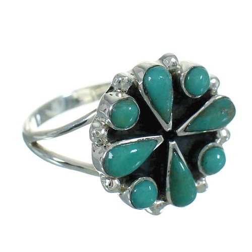 Turquoise And Authentic Sterling Silver Ring Size 7-3/4 YX86974