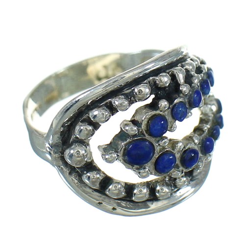 Silver Lapis Jewelry Southwestern Ring Size 8-1/4 AX89788