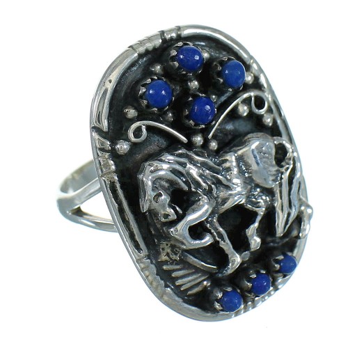 Lapis Silver Southwestern Horse Ring Size 6-1/2 AX88408