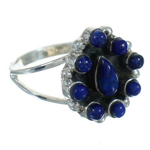 Genuine Sterling Silver Jewelry Lapis Southwest Ring Size 8-1/2 AX88428