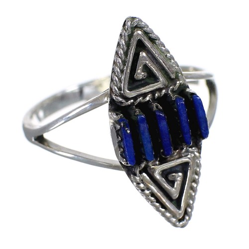 Silver Water Wave Lapis Needlepoint Ring Size 7-1/2 YX89562