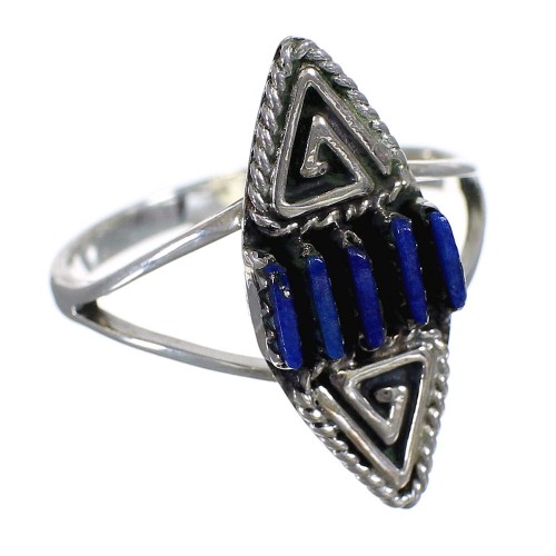 Lapis Needlepoint Silver Water Wave Ring Size 4-1/2 YX89554