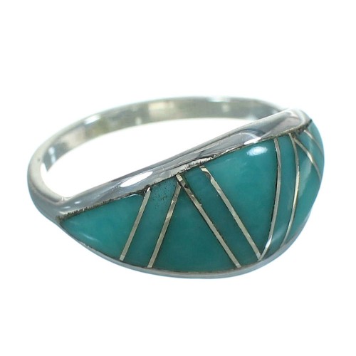 Genuine Sterling Silver Turquoise Inlay Ring Size 5-3/4 FX90768