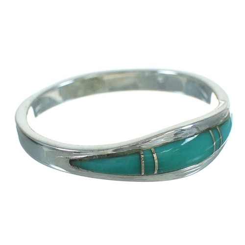 Genuine Sterling Silver Turquoise Inlay Ring Size 8-3/4 FX90852