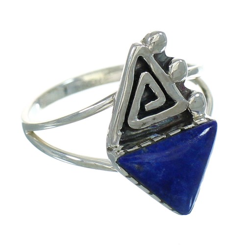 Lapis And Authentic Sterling Silver Water Wave Ring Size 7-1/2 YX89662