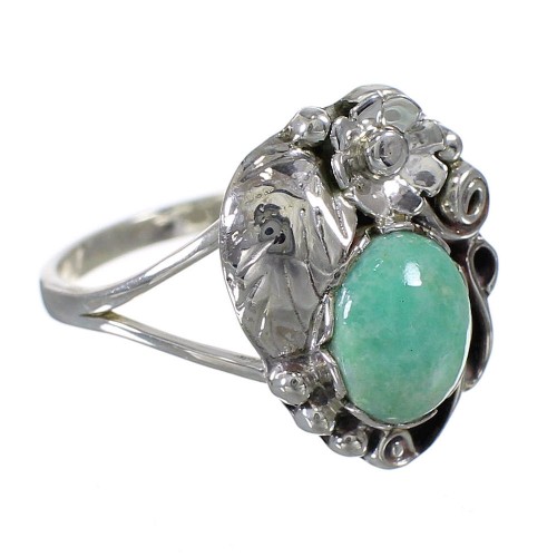 Turquoise Sterling Silver Flower Southwestern Ring Size 6-3/4 AX88240