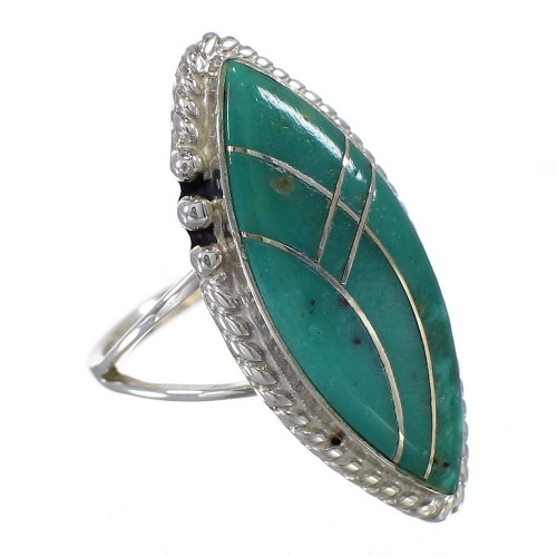 Authentic Sterling Silver Jewelry Turquoise Inlay Ring Size 4-3/4 AX88307