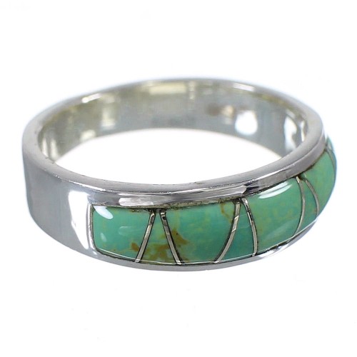 Southwest Turquoise Authentic Sterling Silver Ring Size 6-3/4 AX88345