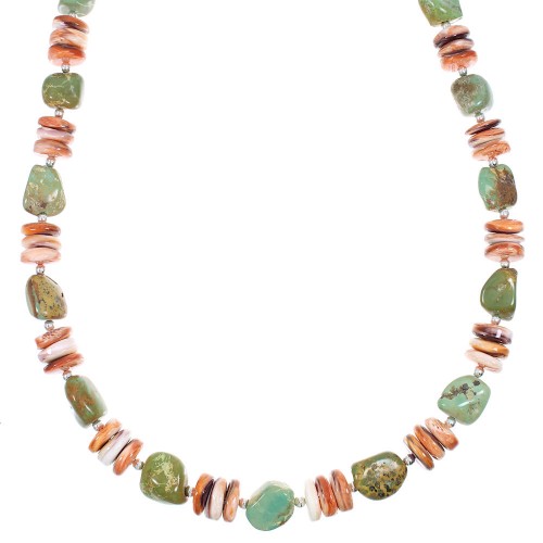 Multicolor Navajo Sterling Silver Bead Necklace AX88917