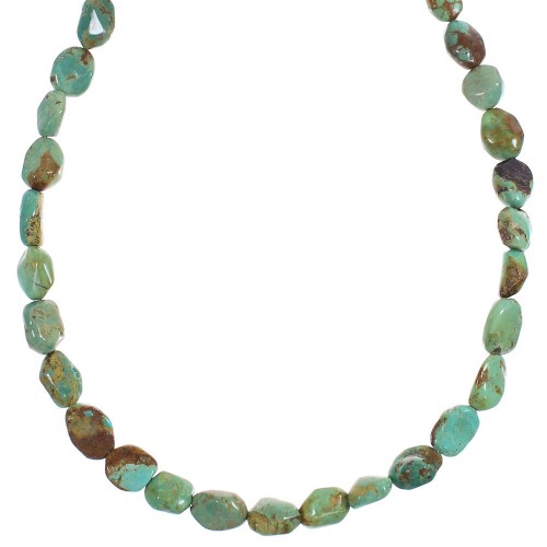 Southwestern Silver Kingman Turquoise Bead Necklace YX88927