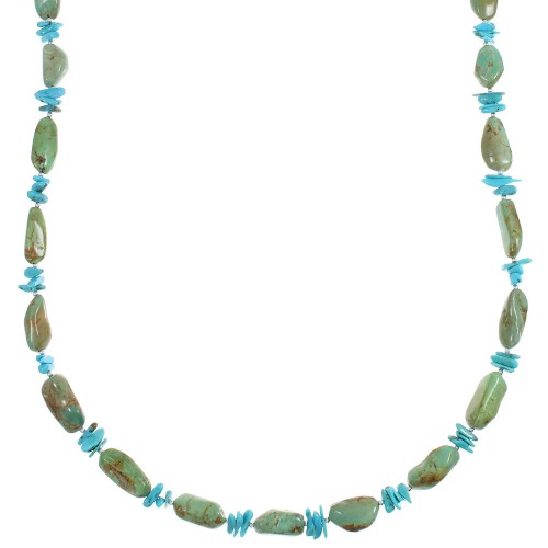 Sterling Silver Navajo Indian Turquoise Bead Necklace YX89055