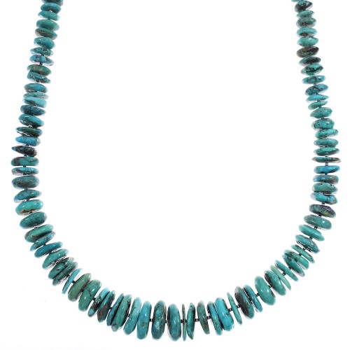 Turquoise Navajo Sterling Silver Bead Necklace AX88951