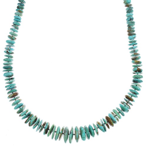 Native American Silver Turquoise Bead Necklace AX89411