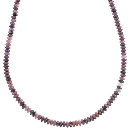 Navajo Indian Silver Rhodonite Bead Necklace YX89343