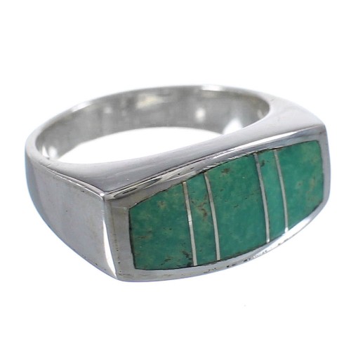 Turquoise Southwestern Authentic Sterling Silver Ring Size 8 QX86585