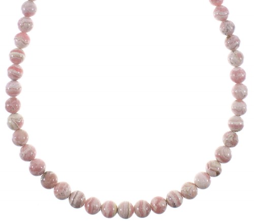 Southwestern Sterling Silver Rhodochrosite Bead Necklace AX91268