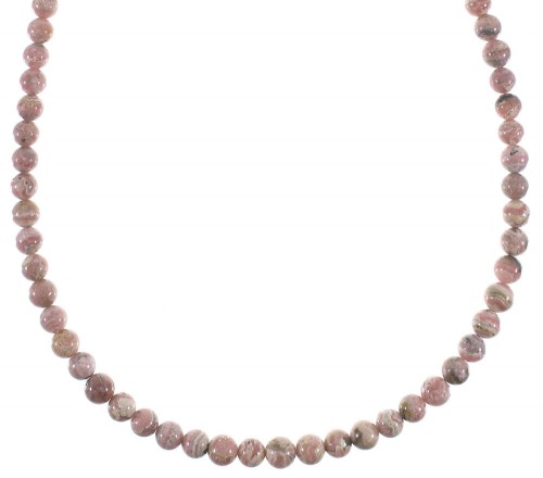 Southwest Sterling Silver Rhodochrosite Bead Necklace AX91276