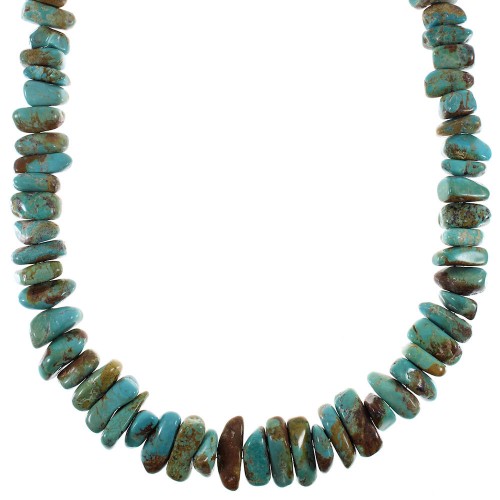 Sterling Silver Kingman Turquoise Southwest Bead Necklace AX91346