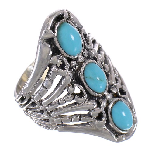 Silver Southwest Turquoise Ring Size 4-3/4 QX87202