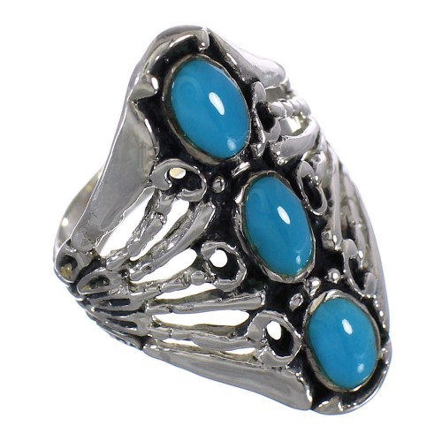 Turquoise Southwest Silver Ring Size 5-1/2 QX87252