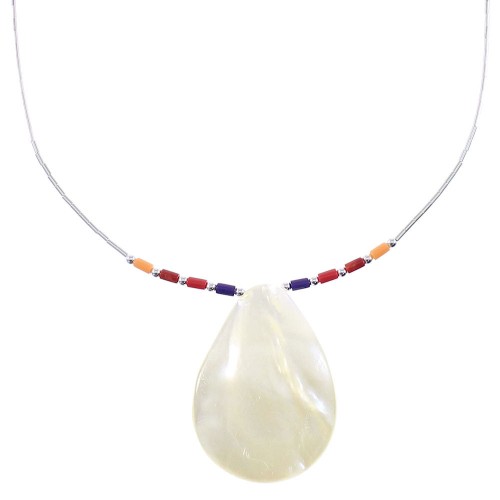 Liquid Sterling Silver Multicolor Mother Of Pearl Shell Necklace AX93747