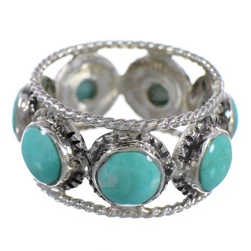 Southwest Turquoise Genuine Sterling Silver Ring Size 8-1/4 YX94009