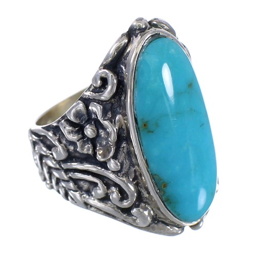 Genuine Sterling Silver Flower Turquoise Southwest Ring Size 5-1/4 RX94052