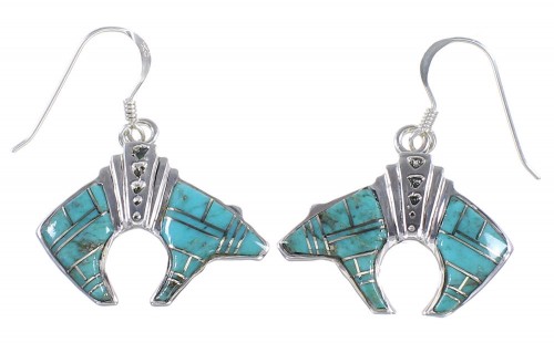 Southwest Bear Turquoise Sterling Silver Earrings PX32354