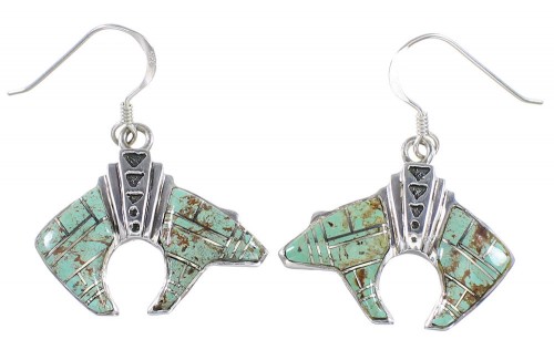 Sterling Silver Bear Jewelry And Turquoise Earrings PX32361