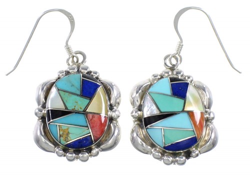 Sterling Silver Multicolor Southwest Jewelry Hook Earrings MW68097
