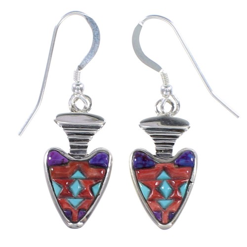 Sterling Silver And Multicolor Arrowhead Earrings EX32701