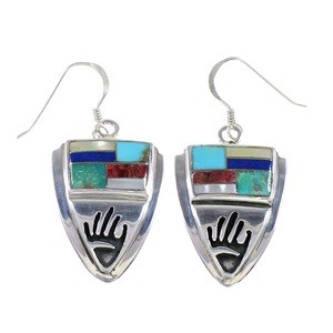 Multicolor Sterling Silver Jewelry Southwest Hook Earrings YS73233