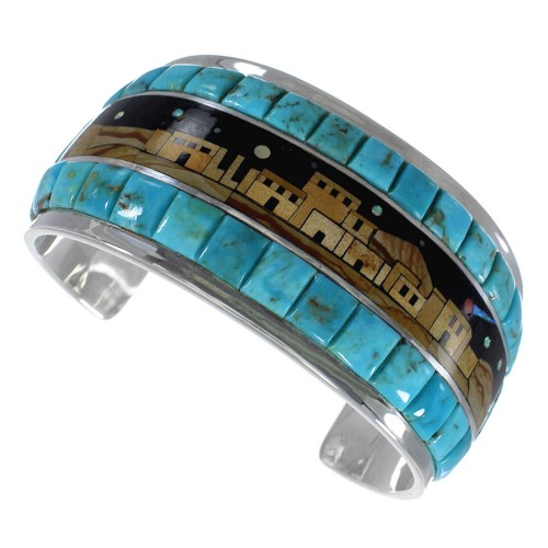 Native American Village Design Multicolor Cuff Bracelet MX27614