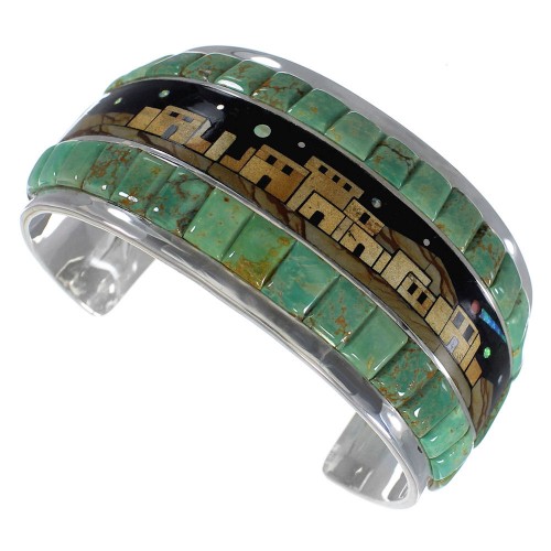 Native American Village Design Multicolor Cuff Bracelet MX27617