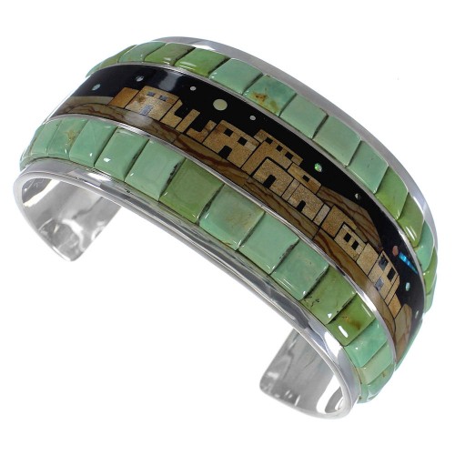 Native American Village Design Multicolor Cuff Bracelet MX27619