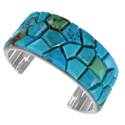 Turquoise Inlay Southwest Sterling Silver Bracelet FX27352