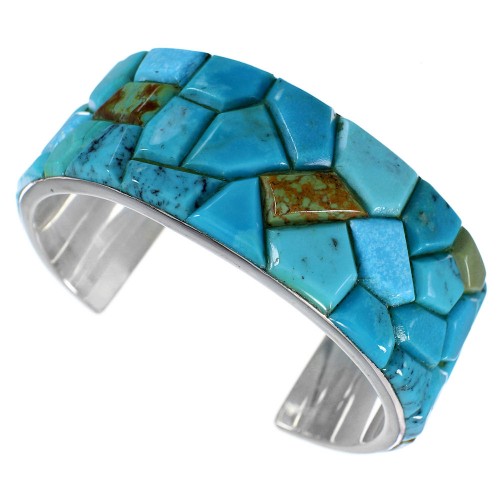 Turquoise Inlay Southwest Genuine Sterling Silver Bracelet FX27353