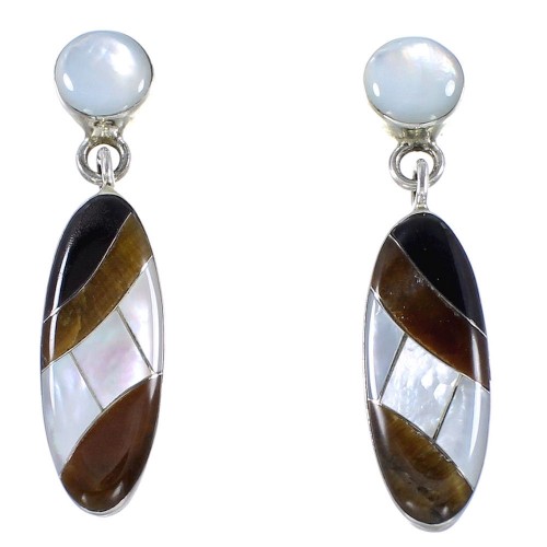 Southwestern Tiger Eye Multicolor Post Dangle Earrings Jewelry BW63016