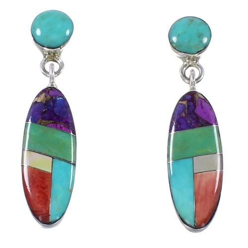 Post Dangle Multicolor Genuine Sterling  Earrings Jewelry BW63056