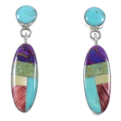 Multicolor Post Dangle Sterling Silver Earrings Jewelry BW63059