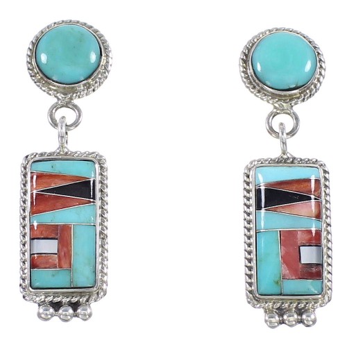 Sterling Silver Multicolor Southwestern Earrings PS63225