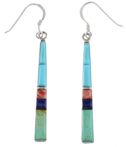 Multicolor Inlay Hook Dangle Southwest Earrings Jewelry BW76200