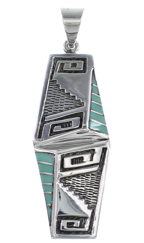 Turquoise Inlay Southwest Sterling Silver Pendant GS58537 