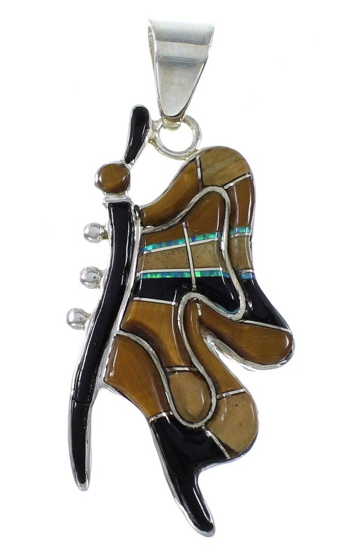 Southwest Multicolor And Sterling Silver Butterfly Pendant EX29752